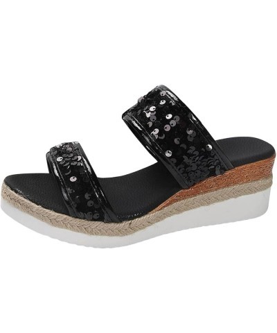 Wedge Sandals for Women Strap Espadrille Comfortable Ankle Strap Sandals Comfortable Outdoor Shoes 32-nrny-4-black $12.72 San...