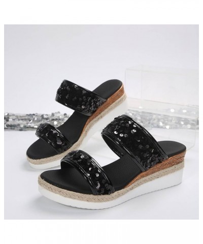 Wedge Sandals for Women Strap Espadrille Comfortable Ankle Strap Sandals Comfortable Outdoor Shoes 32-nrny-4-black $12.72 San...