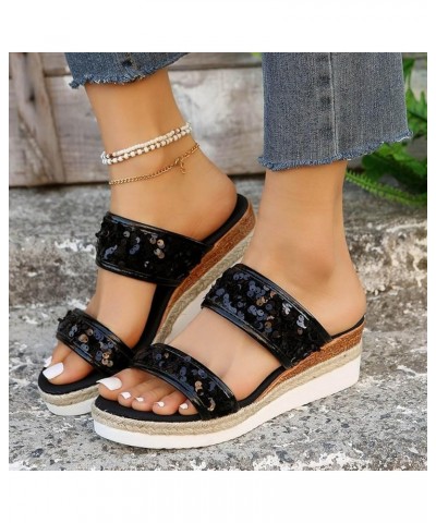 Wedge Sandals for Women Strap Espadrille Comfortable Ankle Strap Sandals Comfortable Outdoor Shoes 32-nrny-4-black $12.72 San...