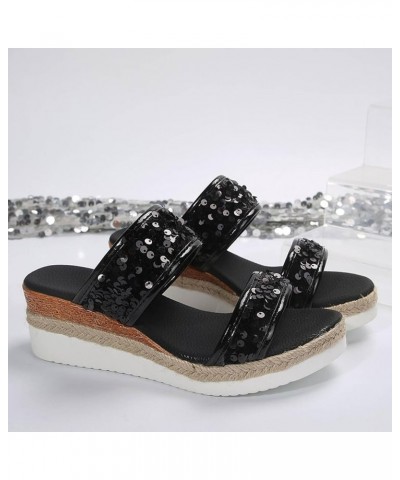 Wedge Sandals for Women Strap Espadrille Comfortable Ankle Strap Sandals Comfortable Outdoor Shoes 32-nrny-4-black $12.72 San...