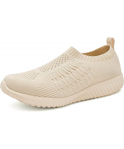 Nurse Shoes Womens Slip on Walking Sneakers Comfortable Lightweight Workout Shoes 1671 Beige $20.64 Athletic Shoes