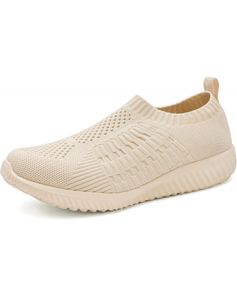 Nurse Shoes Womens Slip on Walking Sneakers Comfortable Lightweight Workout Shoes 1671 Beige $20.64 Athletic Shoes