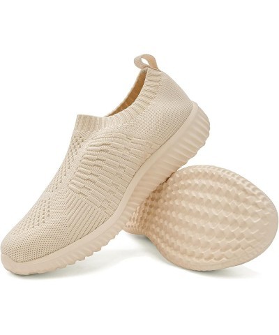 Nurse Shoes Womens Slip on Walking Sneakers Comfortable Lightweight Workout Shoes 1671 Beige $20.64 Athletic Shoes