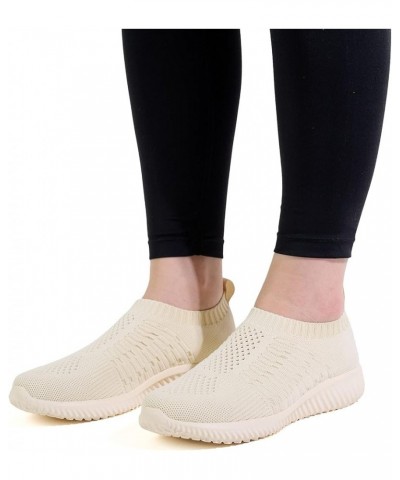 Nurse Shoes Womens Slip on Walking Sneakers Comfortable Lightweight Workout Shoes 1671 Beige $20.64 Athletic Shoes