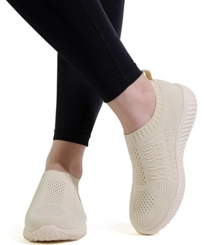 Nurse Shoes Womens Slip on Walking Sneakers Comfortable Lightweight Workout Shoes 1671 Beige $20.64 Athletic Shoes