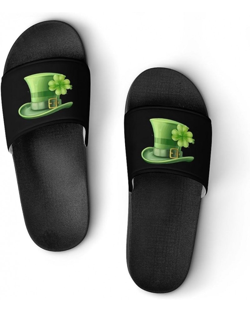 St Patricks Day Shamrock Hat Women's House Sandals Non Slide Bathroom Beach Slippers for Men 44 (270mm) $20.13 Slippers