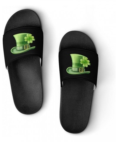 St Patricks Day Shamrock Hat Women's House Sandals Non Slide Bathroom Beach Slippers for Men 44 (270mm) $20.13 Slippers