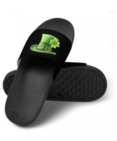 St Patricks Day Shamrock Hat Women's House Sandals Non Slide Bathroom Beach Slippers for Men 44 (270mm) $20.13 Slippers