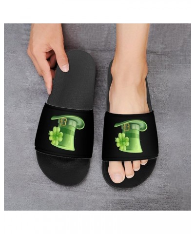 St Patricks Day Shamrock Hat Women's House Sandals Non Slide Bathroom Beach Slippers for Men 44 (270mm) $20.13 Slippers