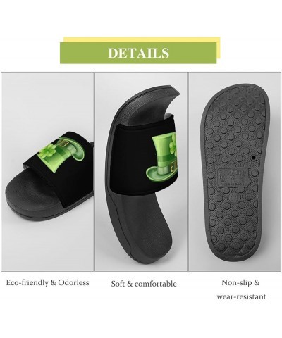 St Patricks Day Shamrock Hat Women's House Sandals Non Slide Bathroom Beach Slippers for Men 44 (270mm) $20.13 Slippers