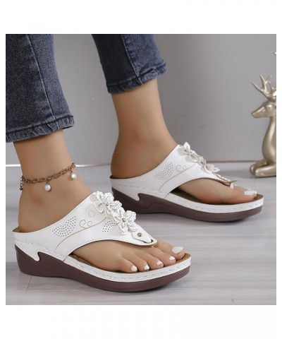 Women Higher Sandal Strappy Lace-Up Low Block Sandals & Flip Flops Dress Shoes Wedding Dress Pumps Shoes White $10.39 Sandals