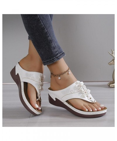 Women Higher Sandal Strappy Lace-Up Low Block Sandals & Flip Flops Dress Shoes Wedding Dress Pumps Shoes White $10.39 Sandals