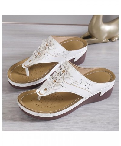 Women Higher Sandal Strappy Lace-Up Low Block Sandals & Flip Flops Dress Shoes Wedding Dress Pumps Shoes White $10.39 Sandals