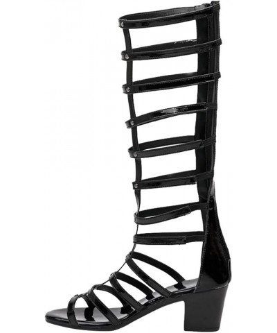 Strappy Sandals For Women Heeled Sandals Women Comfortable Dressy Sandalias Mujer Sandals For Women Low Heeled Strappy C-blac...