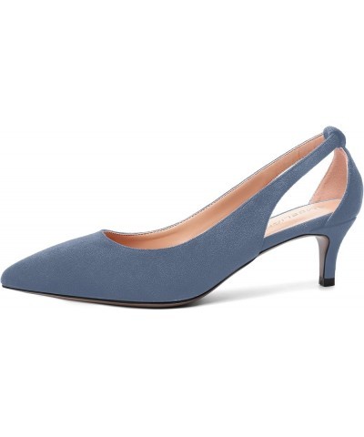 Womens Slip On Suede Pointed Toe Casual Office Kitten Low Heel Pumps Shoes 2 Inch Gray Blue $39.50 Pumps