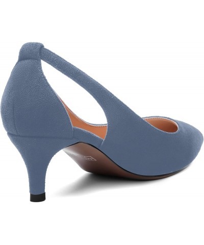 Womens Slip On Suede Pointed Toe Casual Office Kitten Low Heel Pumps Shoes 2 Inch Gray Blue $39.50 Pumps