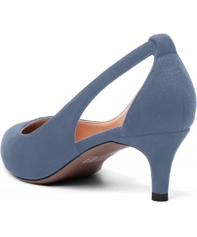 Womens Slip On Suede Pointed Toe Casual Office Kitten Low Heel Pumps Shoes 2 Inch Gray Blue $39.50 Pumps