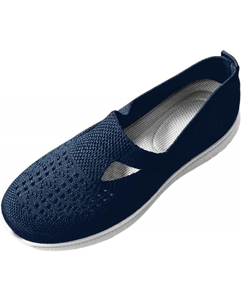 Sandals for Women Dressy Summer,Women's Slip on Pointed Toe Mesh Flat Loafers Thick Sole Cute Walking Shoes Dark Blue $8.77 S...