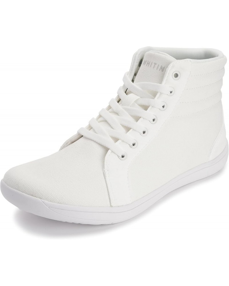 Women's Wide High-Top Canvas Barefoot Sneakers | Minimalist Street-Ready Fit | Comfort-Forward Ankle Support W823 | All White...