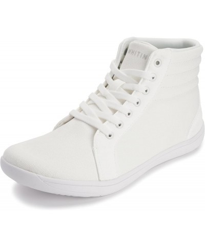 Women's Wide High-Top Canvas Barefoot Sneakers | Minimalist Street-Ready Fit | Comfort-Forward Ankle Support W823 | All White...