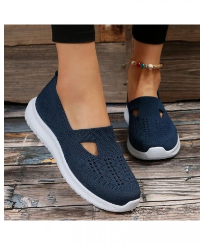 Sandals for Women Dressy Summer,Women's Slip on Pointed Toe Mesh Flat Loafers Thick Sole Cute Walking Shoes Dark Blue $8.77 S...