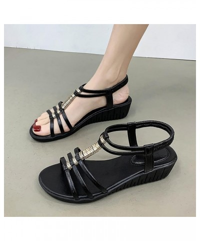 Earth Sandals for Women Size 8 1/2 Slope Heeled Sandals Bottom Roman Shoes Fashion Women's Sandals Summer Women's Sandals (Re...