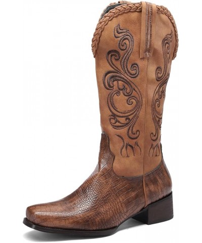 Women Embroidered Western Boots 07 Brown $33.47 Boots