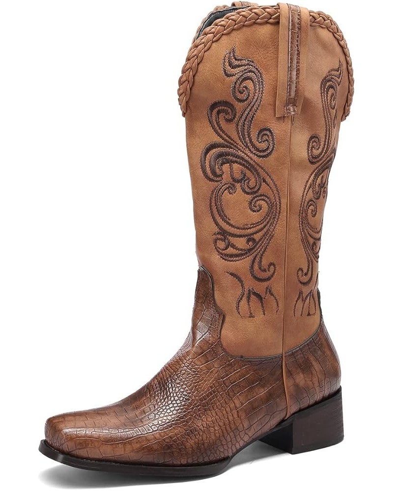 Women Embroidered Western Boots 07 Brown $33.47 Boots