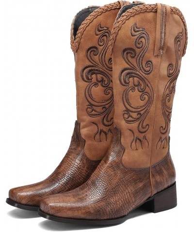 Women Embroidered Western Boots 07 Brown $33.47 Boots