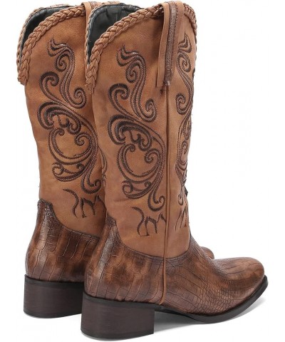 Women Embroidered Western Boots 07 Brown $33.47 Boots