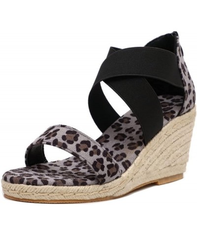 Wedge Sandal for Womens Espadrilles Outdoor Peep Toe Heels Rear Zipper High Heel Casual Platform Roman Sandals Grey $18.72 Sa...