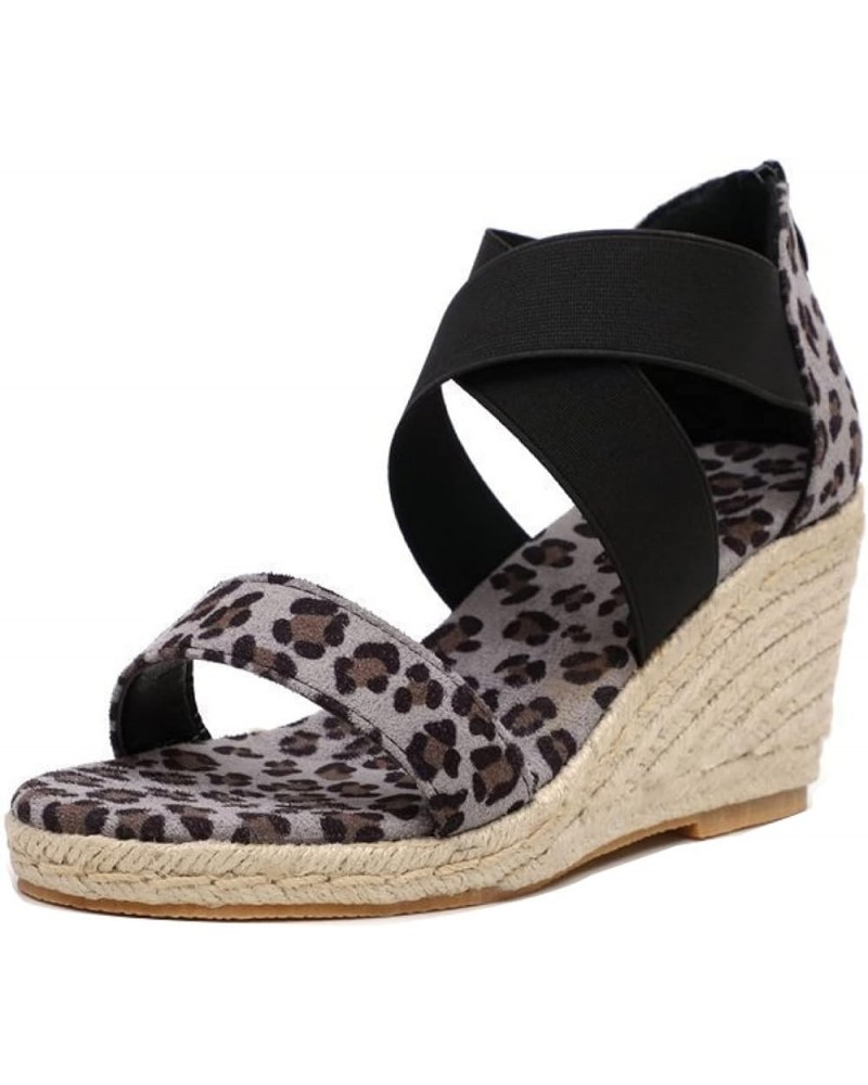 Wedge Sandal for Womens Espadrilles Outdoor Peep Toe Heels Rear Zipper High Heel Casual Platform Roman Sandals Grey $18.72 Sa...