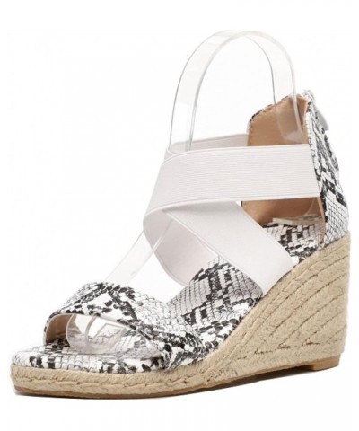 Wedge Sandal for Womens Espadrilles Outdoor Peep Toe Heels Rear Zipper High Heel Casual Platform Roman Sandals Grey $18.72 Sa...