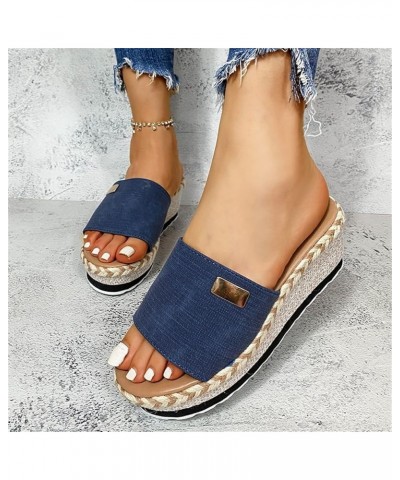 Women's Platform Sandals Ladies Slip on Slide Mules Hessian Espadrilles 2023 Summer Casual Wedge High Heel Slippers Comfort O...