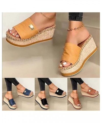 Women's Platform Sandals Ladies Slip on Slide Mules Hessian Espadrilles 2023 Summer Casual Wedge High Heel Slippers Comfort O...