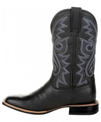 Vintage Women's Mid Calf Boots Cowboy Cow Girl Western Booties Knee High Boots for Women Wide Calf No C2-black $20.69 Boots