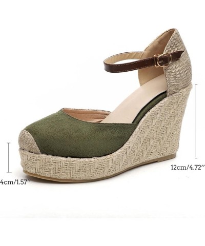 Women's Platform & Wedge Sandals,Espadrilles Wedge Sandals Closed Toe Ankle Strap Braided High Heeled Sandals For Women Summe...