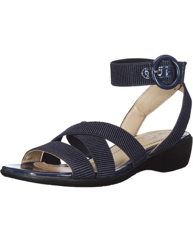 Women's Temple Flat Sandal Navy $22.82 Sandals