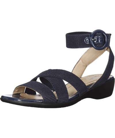 Women's Temple Flat Sandal Navy $22.82 Sandals