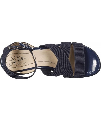 Women's Temple Flat Sandal Navy $22.82 Sandals