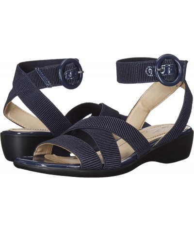 Women's Temple Flat Sandal Navy $22.82 Sandals