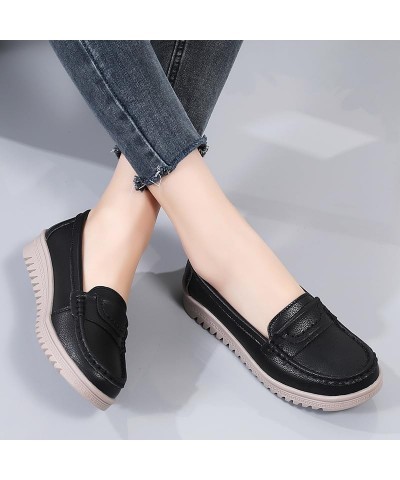 Women's Wedge Indoor Outdoor Platform Loafers Platform Heel Fashion School Slip-on Dress Platform Shoes Black $29.67 Loafers ...