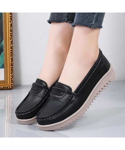 Women's Wedge Indoor Outdoor Platform Loafers Platform Heel Fashion School Slip-on Dress Platform Shoes Black $29.67 Loafers ...