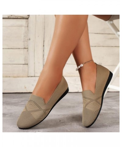 Ladies Fashion Solid Color Breathable Mesh Round Toe Flat Sole Casual Shoes Womens Shoes Casual Hidden Wedge Brown $13.13 Mul...