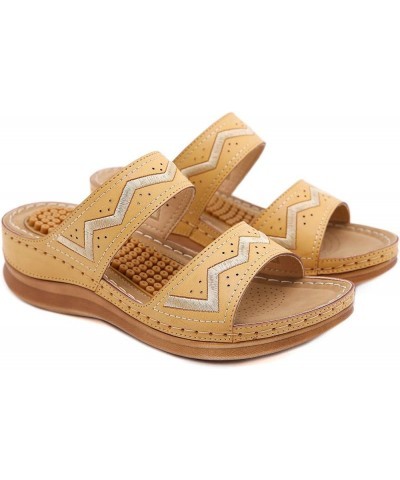 Wedge Sandals for Women Beach Shoes Open Toe Slip-On Breathable Wedges Summer Embroidery Sandals Women Women's Sandals (Beige...