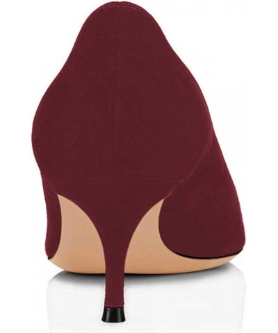 Women Classic Kitten Heels Pointy Closed Toe Pumps Slip On Office Ladies Party Date Business Dress Shoe Size 4-15 US Wine Sue...