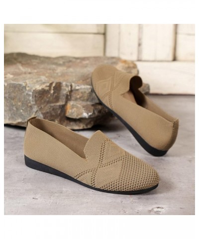 Ladies Fashion Solid Color Breathable Mesh Round Toe Flat Sole Casual Shoes Womens Shoes Casual Hidden Wedge Brown $13.13 Mul...