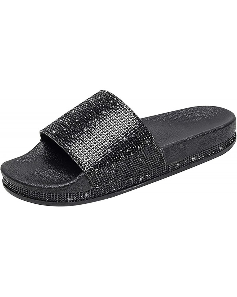 Women Flip Flop Slippers Pool Slides For Women Brown Sandals Women Dress Sandals For Women Sandals Women Sand 8-black $9.28 S...