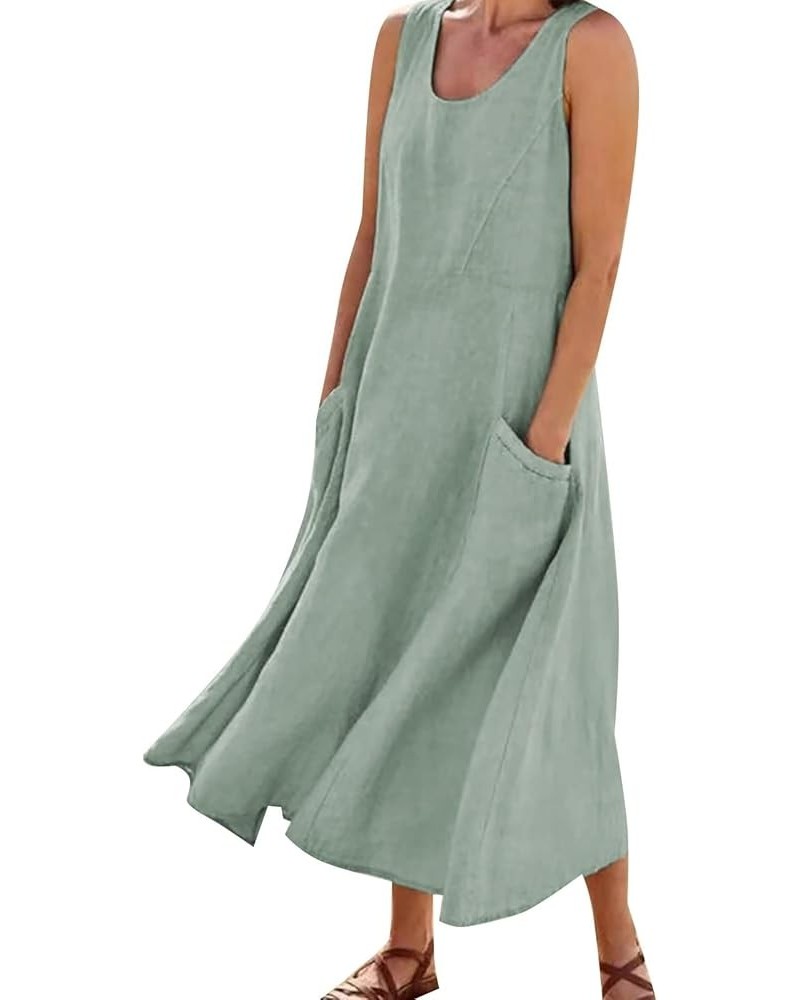 Dress for Women 2022 Fashion Casual Solid Dress Sleeveless with Pocket Loose Dress Tank Maxi Dress Dress for Mint Green-2 $14...