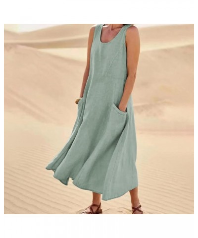 Dress for Women 2022 Fashion Casual Solid Dress Sleeveless with Pocket Loose Dress Tank Maxi Dress Dress for Mint Green-2 $14...